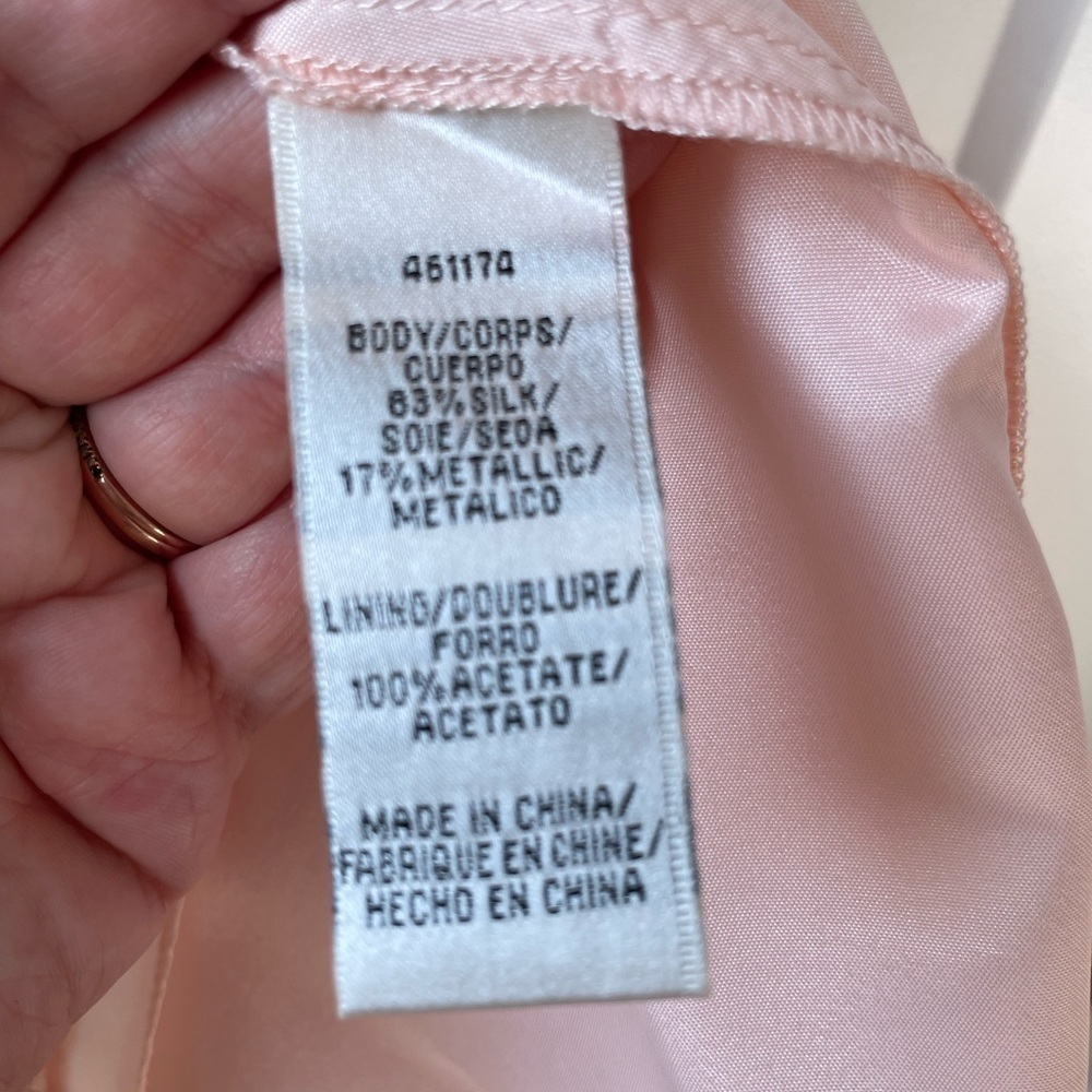 Jill Stuart Y2K Silk Ballerina Pink Strapless Metallic Dot Tea Length Dress - Picture 12 of 13
